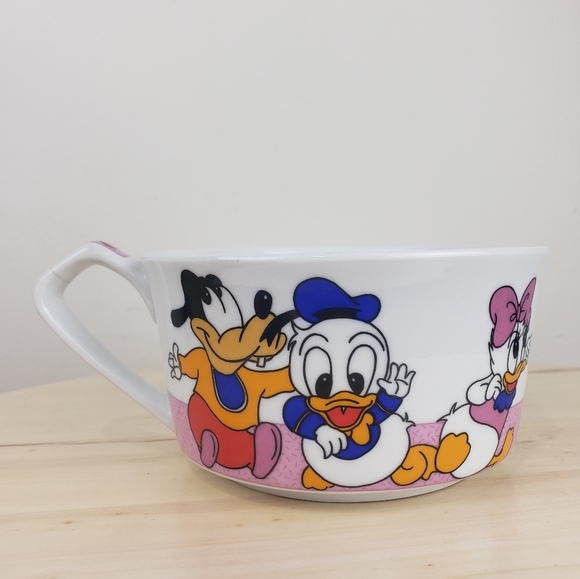Disney Soup Mug Baby Donald Duck Mickey Mouse Mini Mouse Daisy Pluto - Picture 1 of 11